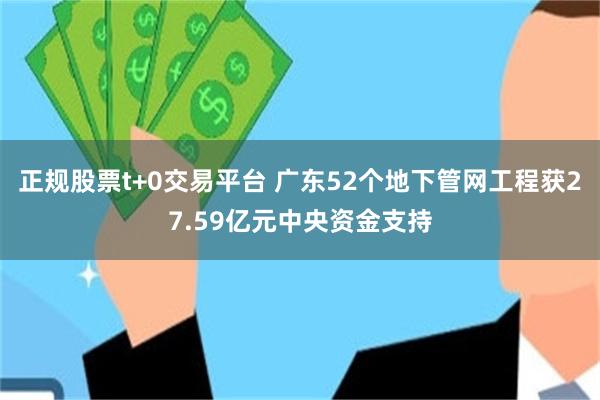 正规股票t+0交易平台 广东52个地下管网工程获27.59亿元中央资金支持