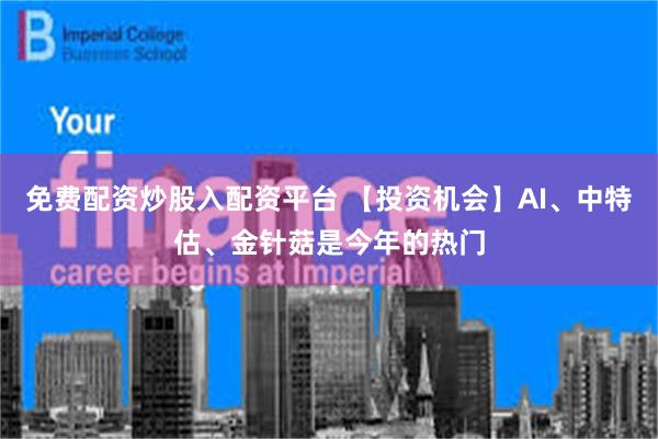 免费配资炒股入配资平台 【投资机会】AI、中特估、金针菇是今年的热门