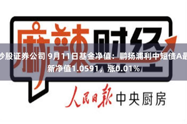 炒股证券公司 9月11日基金净值：鹏扬浦利中短债A最新净值1.0591，涨0.01%