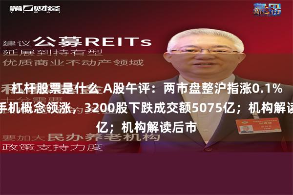 杠杆股票是什么 A股午评：两市盘整沪指涨0.1%，AI手机概念领涨，3200股下跌成交额5075亿；机构解读后市