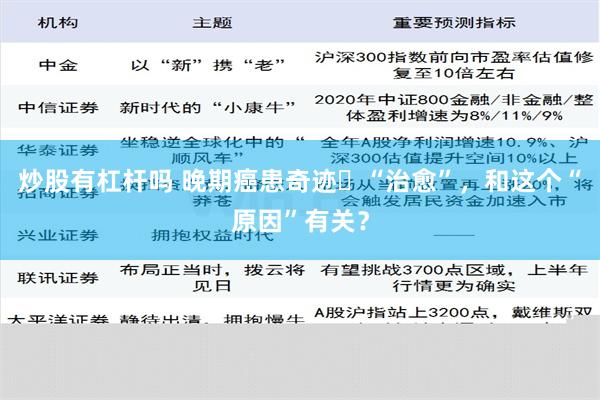 炒股有杠杆吗 晚期癌患奇迹​“治愈”，和这个“原因”有关？