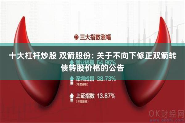 十大杠杆炒股 双箭股份: 关于不向下修正双箭转债转股价格的公告