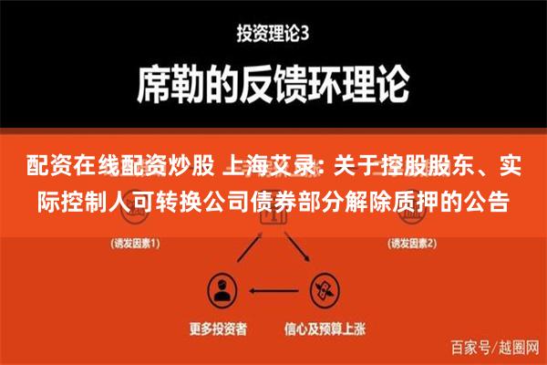 配资在线配资炒股 上海艾录: 关于控股股东、实际控制人可转换公司债券部分解除质押的公告