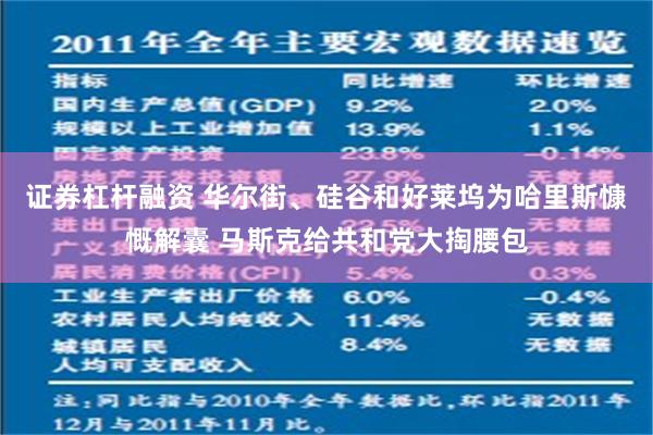 证券杠杆融资 华尔街、硅谷和好莱坞为哈里斯慷慨解囊 马斯克给共和党大掏腰包