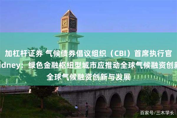 加杠杆证券 气候债券倡议组织（CBI）首席执行官Sean Kidney：绿色金融枢纽型城市应推动全球气候融资创新与发展