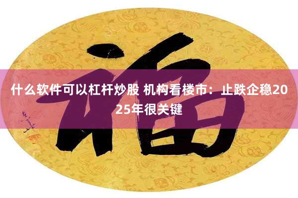 什么软件可以杠杆炒股 机构看楼市：止跌企稳2025年很关键