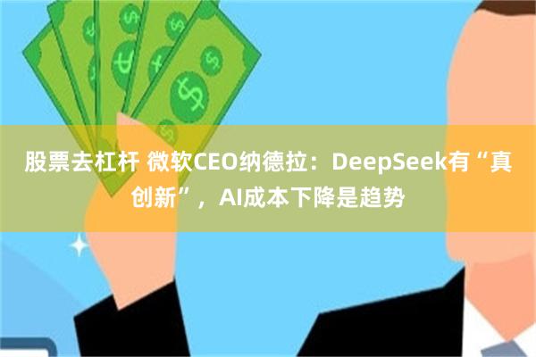 股票去杠杆 微软CEO纳德拉：DeepSeek有“真创新”，AI成本下降是趋势