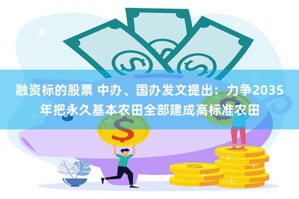 融资标的股票 中办、国办发文提出：力争2035年把永久基本农田全部建成高标准农田