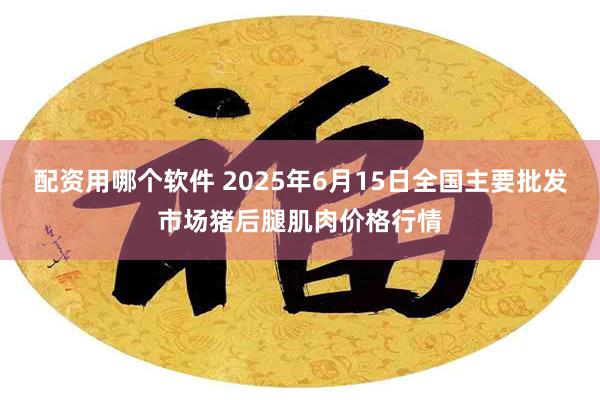 配资用哪个软件 2025年6月15日全国主要批发市场猪后腿肌肉价格行情