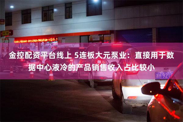 金控配资平台线上 5连板大元泵业：直接用于数据中心液冷的产品销售收入占比较小